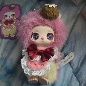 Lilac and Cream Plush Doll with Bow